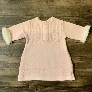 Janie And Jack Pink Sweater Dress With Fur